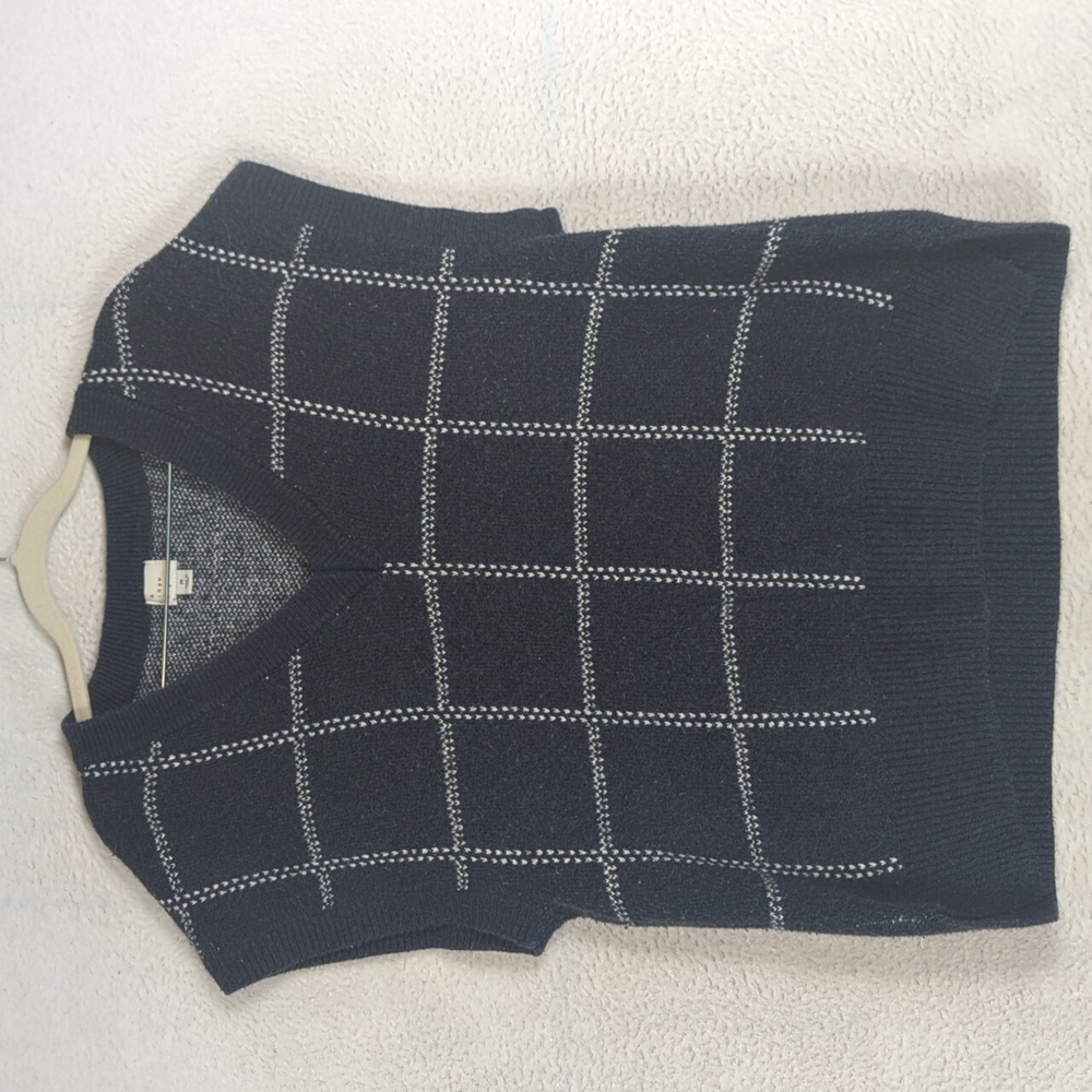 A New Day Women's Navy & White Academia V Neck Sweater Vest Size M